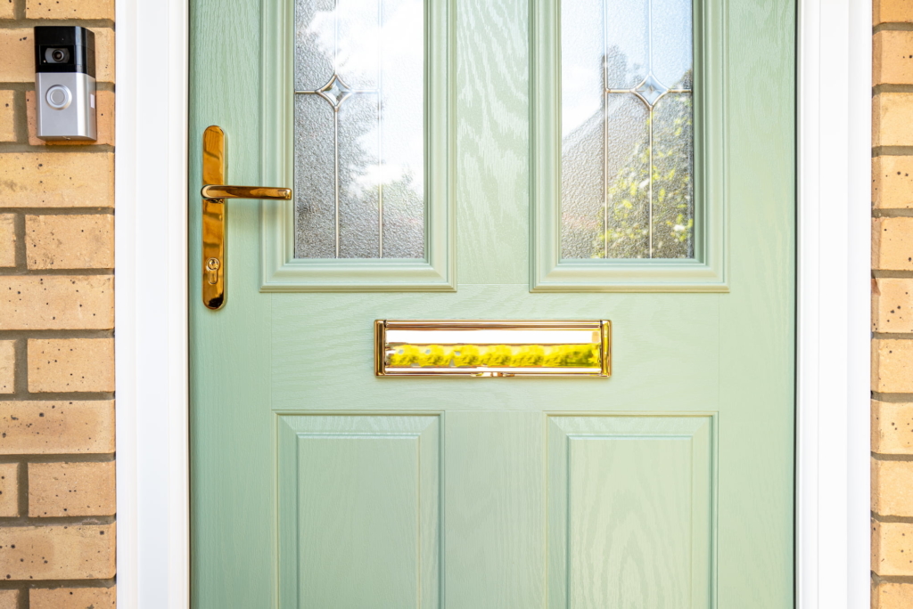 A green composite door for a home in Milton Keynes.